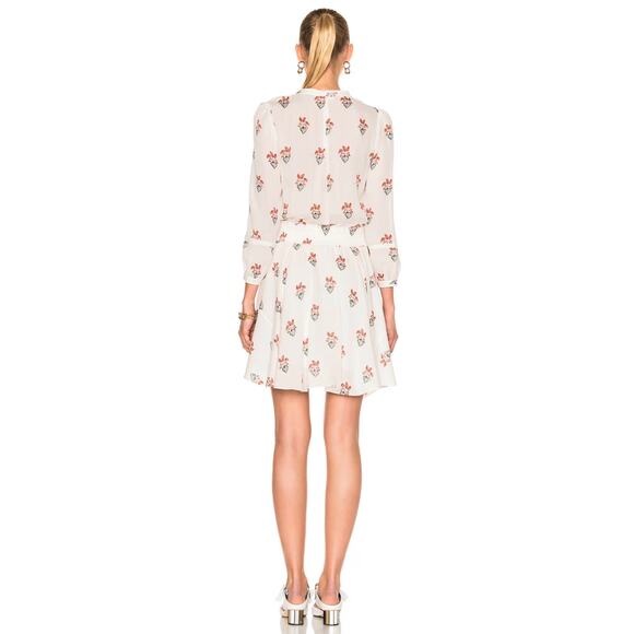 A.L.C. Dasha Silk Mini Dress in White & Peach - Picture 2 of 12